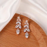 925 Silver Long Crystal Drop Earring Tassels Wedding Jewelry