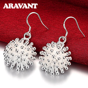 925 Silver Round Drop Earrings For Women Jewelry