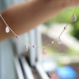 925 Silver CZ Tear Drop Layer Chock Necklace for Women Wedding