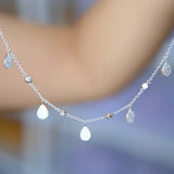 925 Silver CZ Tear Drop Layer Chock Necklace for Women Wedding