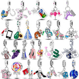925 Silver Palette Travel Dangle Charm Pendant for Bracelet Necklace