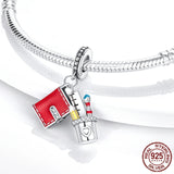 925 Silver Palette Travel Dangle Charm Pendant for Bracelet Necklace