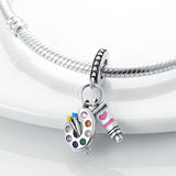 925 Silver Palette Travel Dangle Charm Pendant for Bracelet Necklace