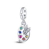 925 Silver Palette Travel Dangle Charm Pendant for Bracelet Necklace