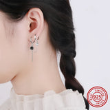 925 Silver Zircon Tassel Single Earring Retro Drop Ear Buckle Gift