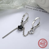 925 Silver Zircon Tassel Single Earring Retro Drop Ear Buckle Gift