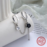 925 Silver Zircon Tassel Single Earring Retro Drop Ear Buckle Gift