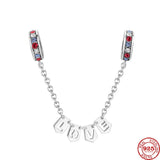 925 Sterling Silver Love Safety Chain Charm for Bracelet DIY Jewelry