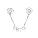 925 Sterling Silver Love Safety Chain Charm for Bracelet DIY Jewelry