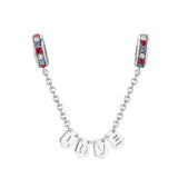 925 Sterling Silver Love Safety Chain Charm for Bracelet DIY Jewelry