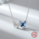 925 Silver Butterfly Pendant Necklace with Zircon Chain