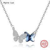 925 Silver Butterfly Pendant Necklace with Zircon Chain