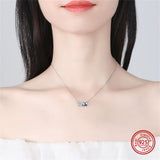 925 Silver Butterfly Pendant Necklace with Zircon Chain
