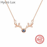 925 Silver Deer Necklace with Zircon Choker for Women