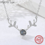 925 Silver Deer Necklace with Zircon Choker for Women