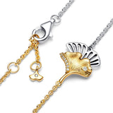 925 Silver Double Gingko Leaves Chain Bracelet for Women