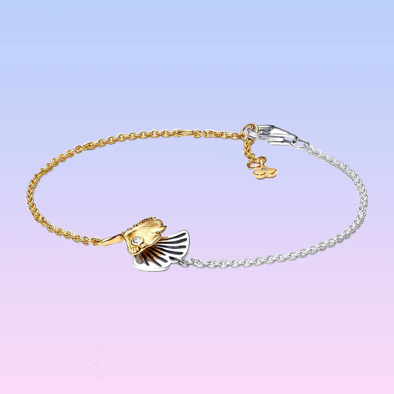 925 Silver Double Gingko Leaves Chain Bracelet for Women