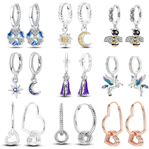 925 Silver Flower Bee Earrings for Women DIY Gift