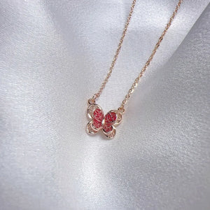 925 Silver Flower Silk Butterfly Necklace for Women Sweet Pendant Jewelry