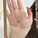 925 Silver Flower Silk Butterfly Necklace for Women Sweet Pendant Jewelry
