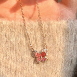 925 Silver Flower Silk Butterfly Necklace for Women Sweet Pendant Jewelry