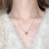 925 Silver Flower Silk Butterfly Necklace for Women Sweet Pendant Jewelry