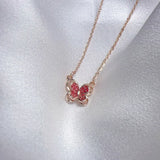 925 Silver Flower Silk Butterfly Necklace for Women Sweet Pendant Jewelry