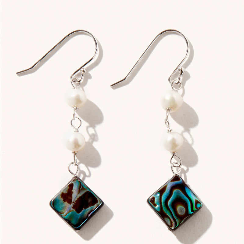 Sterling Silver Earrings with Pearl Abalone Shell