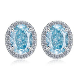 925 Sterling Silver Diamond Zircon Earrings 6 * 8mm Hailanbao High Carbon
