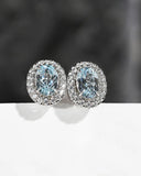 925 Sterling Silver Diamond Zircon Earrings 6 * 8mm Hailanbao High Carbon