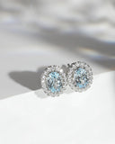 925 Sterling Silver Diamond Zircon Earrings 6 * 8mm Hailanbao High Carbon