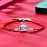 925 Silver Moissanite Lucky Rabbit Bracelet Men Women Gift