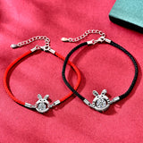 925 Silver Moissanite Lucky Rabbit Bracelet Men Women Gift