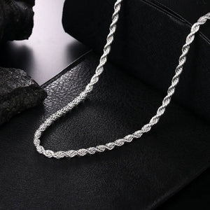 925 Silver Necklace 3mm Rope Chain 16-24 Inches