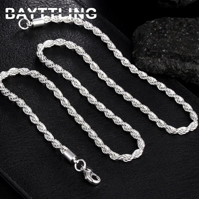 925 Silver Necklace 3mm Rope Chain 16-24 Inches