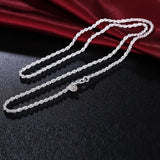 925 Silver Necklace 3mm Rope Chain 16-24 Inches