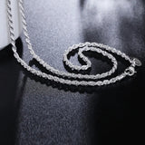 925 Silver Necklace 3mm Rope Chain 16-24 Inches