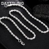 925 Silver Necklace 3mm Rope Chain 16-24 Inches