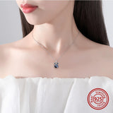 925 Silver Owl Pendant Necklace with Crystal for Women
