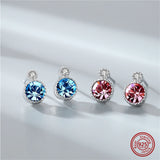 925 Sterling Silver Ocean Heart Drop Earrings with Round Crystal