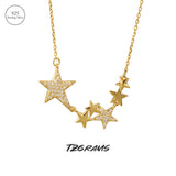 925 Sterling Silver Necklace Star Shape Lab Created Diamond Women Fine Jewelry