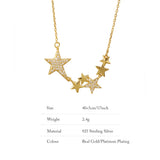 925 Sterling Silver Necklace Star Shape Lab Created Diamond Women Fine Jewelry