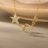 925 Sterling Silver Necklace Star Shape Lab Created Diamond Women Fine Jewelry