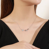 925 Sterling Silver Necklace Star Shape Lab Created Diamond Women Fine Jewelry