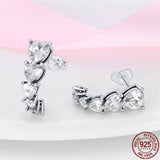 925 Silver Heart Gradient Inlaid Earrings For Women Making Jewelry
