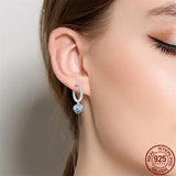 925 Silver Heart Gradient Inlaid Earrings For Women Making Jewelry