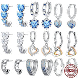 925 Silver Heart Gradient Inlaid Earrings For Women Making Jewelry