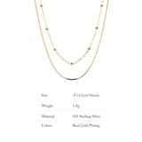925 Silver Double-Layer Necklace Beading Fine Jewelry