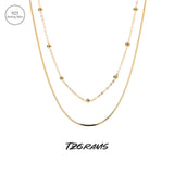 925 Silver Double-Layer Necklace Beading Fine Jewelry