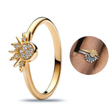 925 Silver Red Heart Crystal Ring DIY Wedding Jewelry